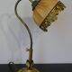 Lampe vintage à col de cygne en bronze doré et soie