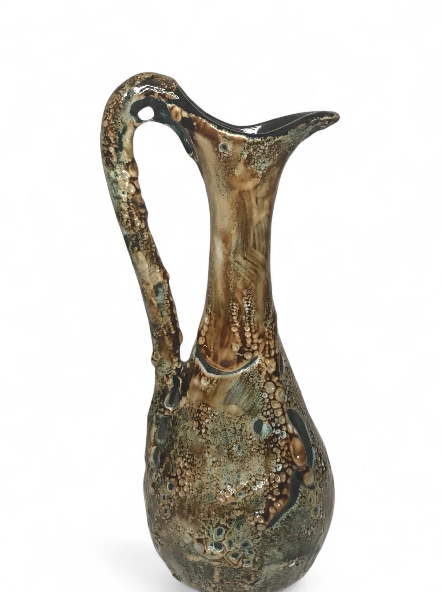 Vintage Fat Lava Ceramic Pitcher Ewer Circa 1960