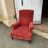 English velvet armchair