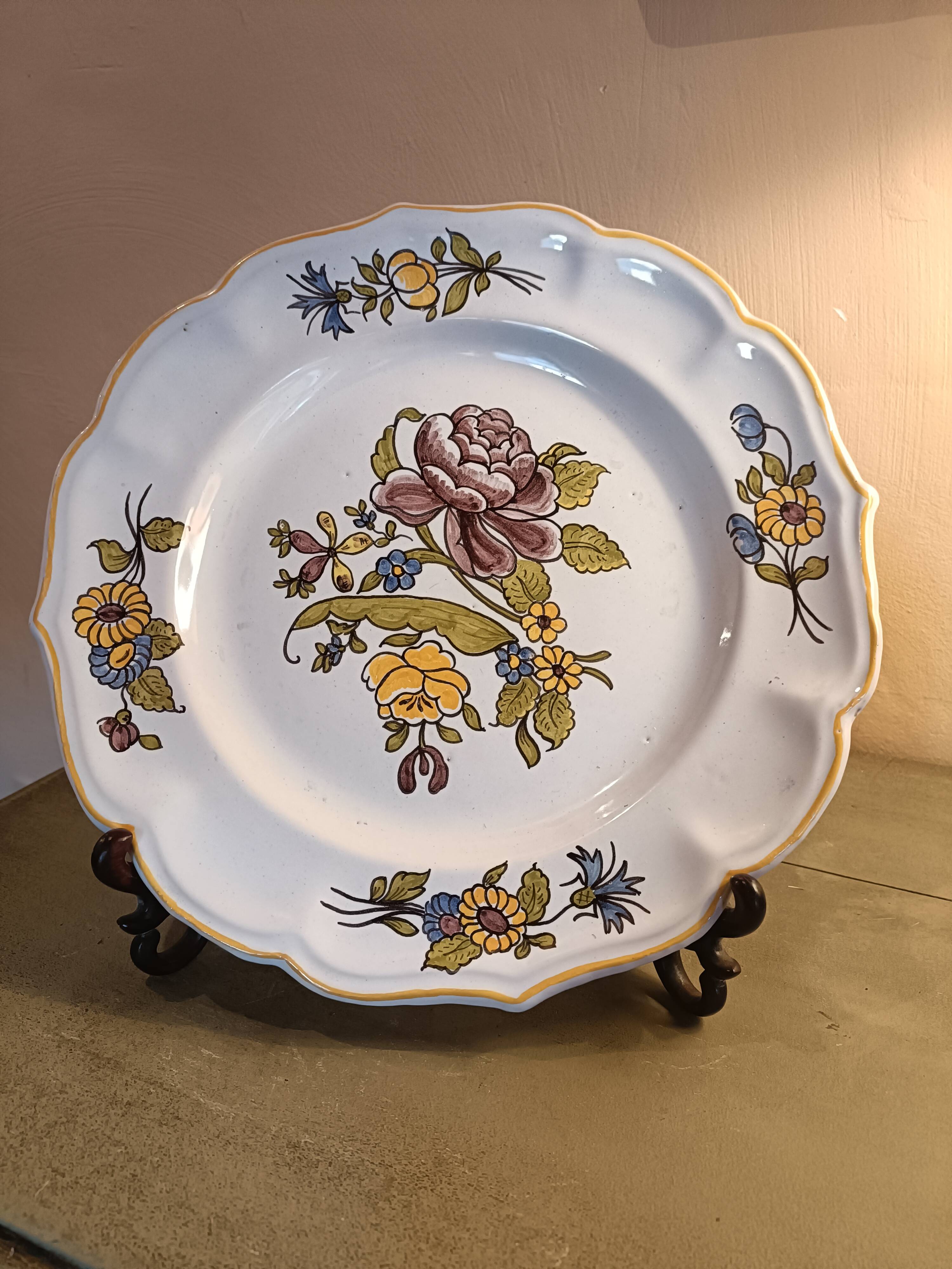 Large antique plate in Meillonnas faience