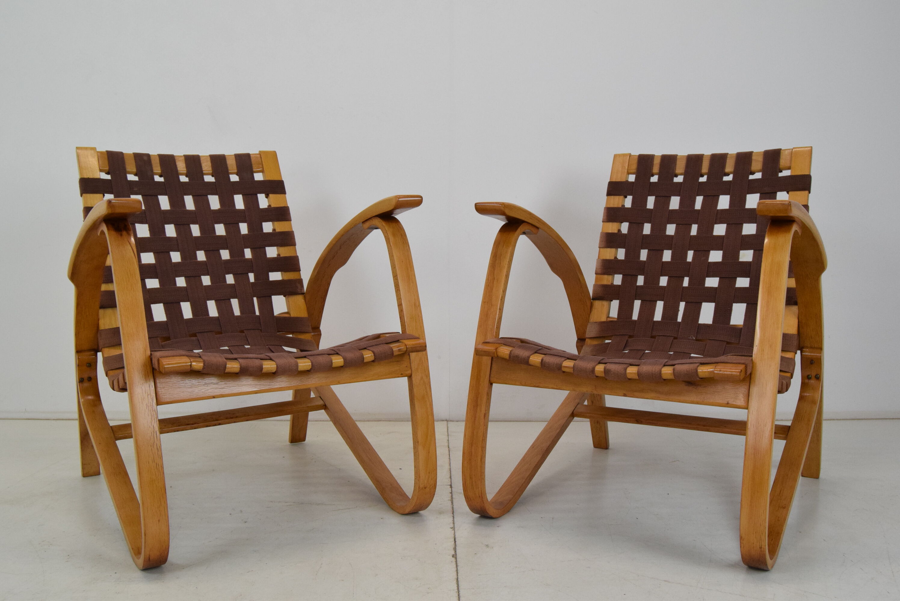 Pair of Bent Beechwood Armchairs,Design Jan Vaněk,1930's.