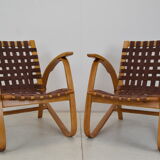 Paire de fauteuils en bois de hêtre courbé, design Jan Vaněk, années 1930.