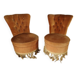 Deux fauteuils crapaud velours
