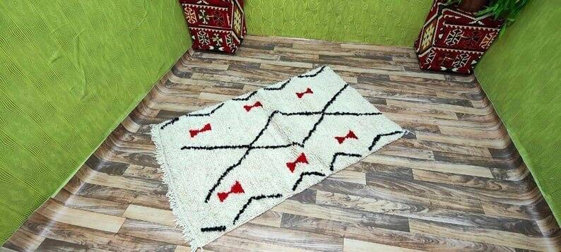 Traditional pure wool rug, natural, 100x200 cm