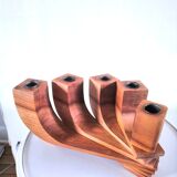 Mobile wooden candle holder design 70s