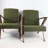 Vintage olive green boucle armchair, 1970s