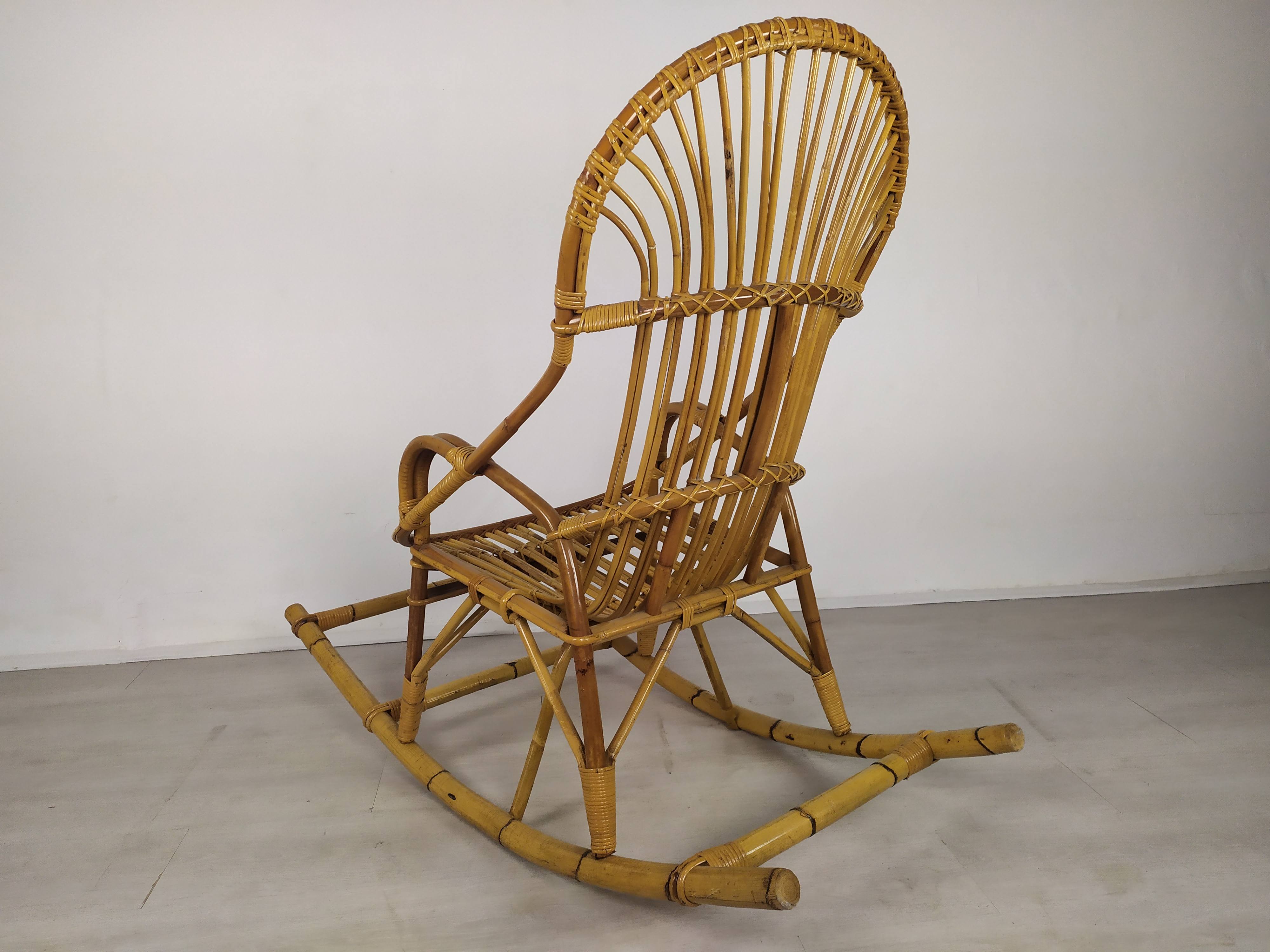 Rocking-flesh rattan vintage