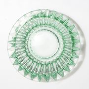 Green crystal glass bowl ashtray, mid-century, Italy, 1970s.