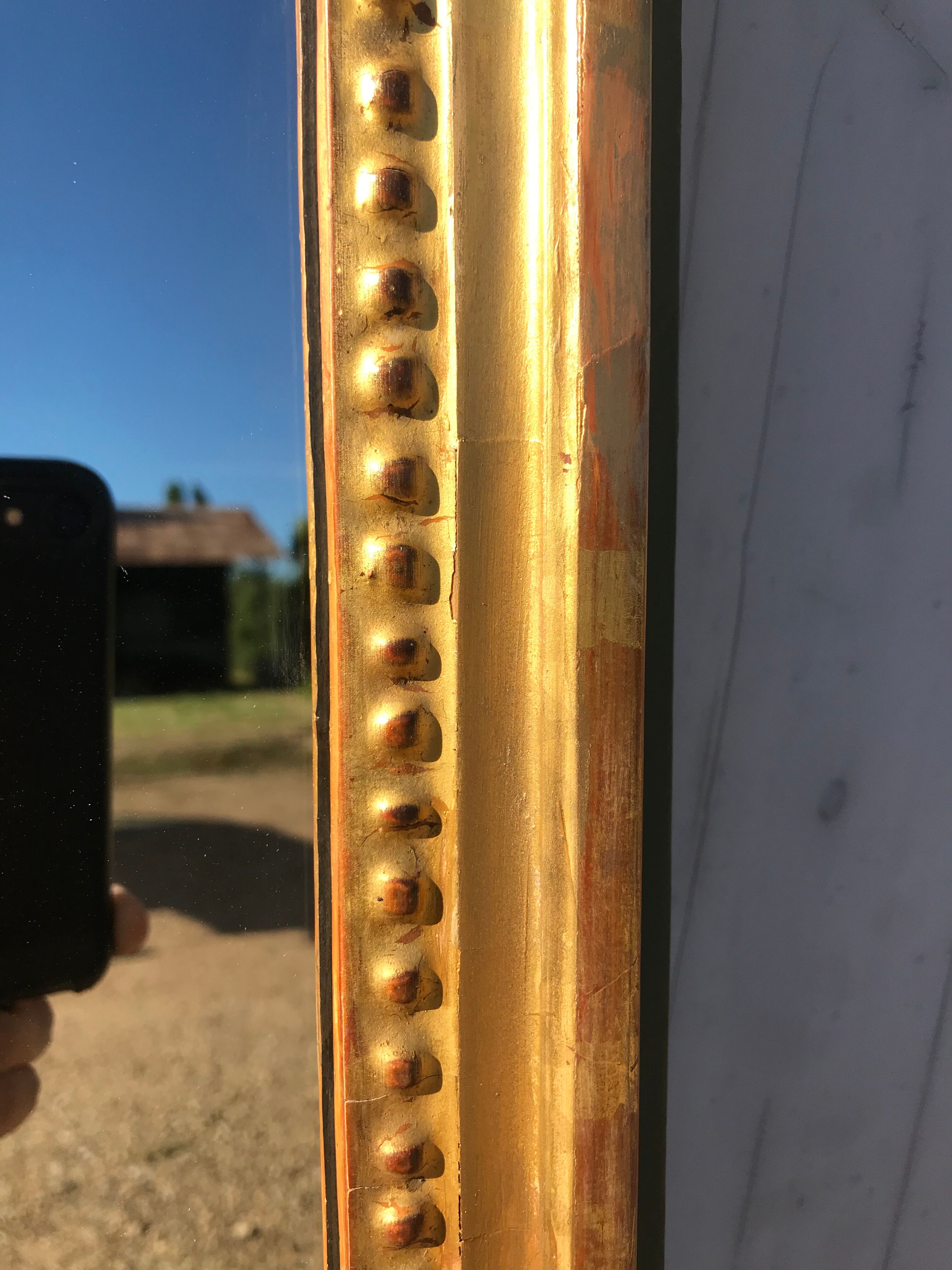 Mirror Louis XVI in between golden with gold leaf 50x150cm