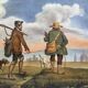 Hunting return oil on canvas 19th century