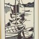 Lithograph print artist's proof signed Mr.Grimaud boat at dock