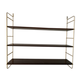 String wall shelf in wood and brass, 1960