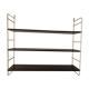String wall shelf in wood and brass, 1960