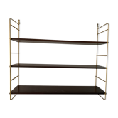 String wall shelf in wood and brass, 1960