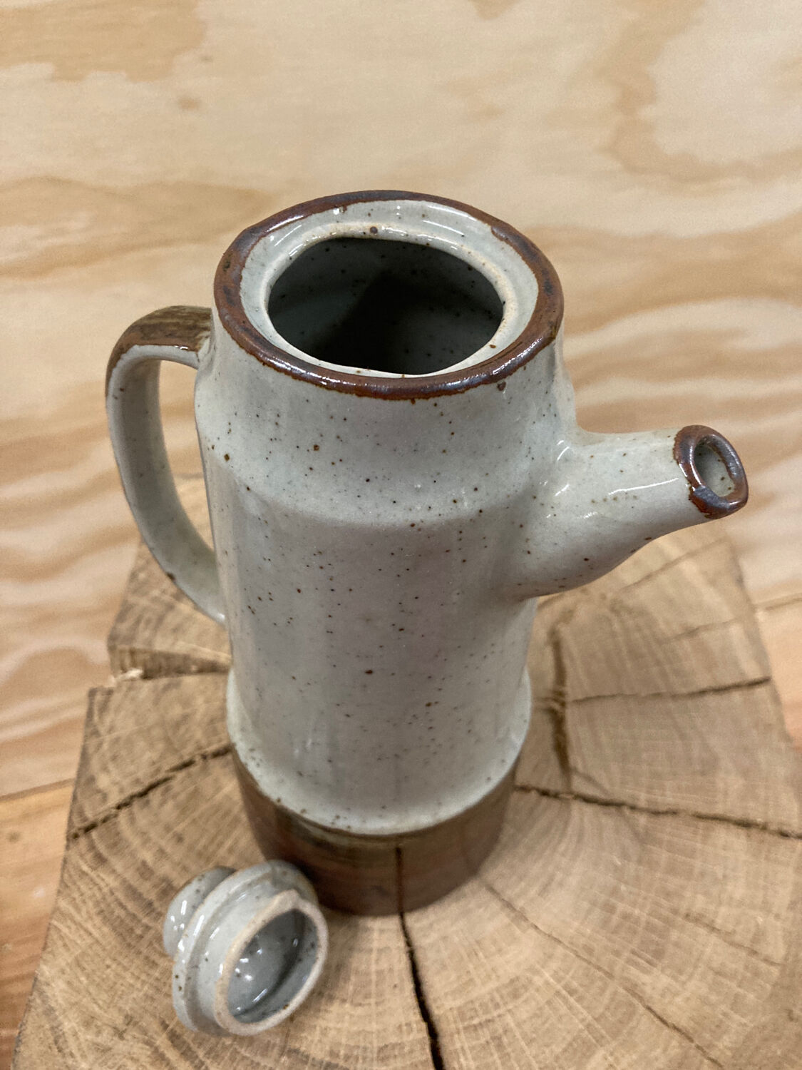 Japanese teapot in gray and brown stoneware