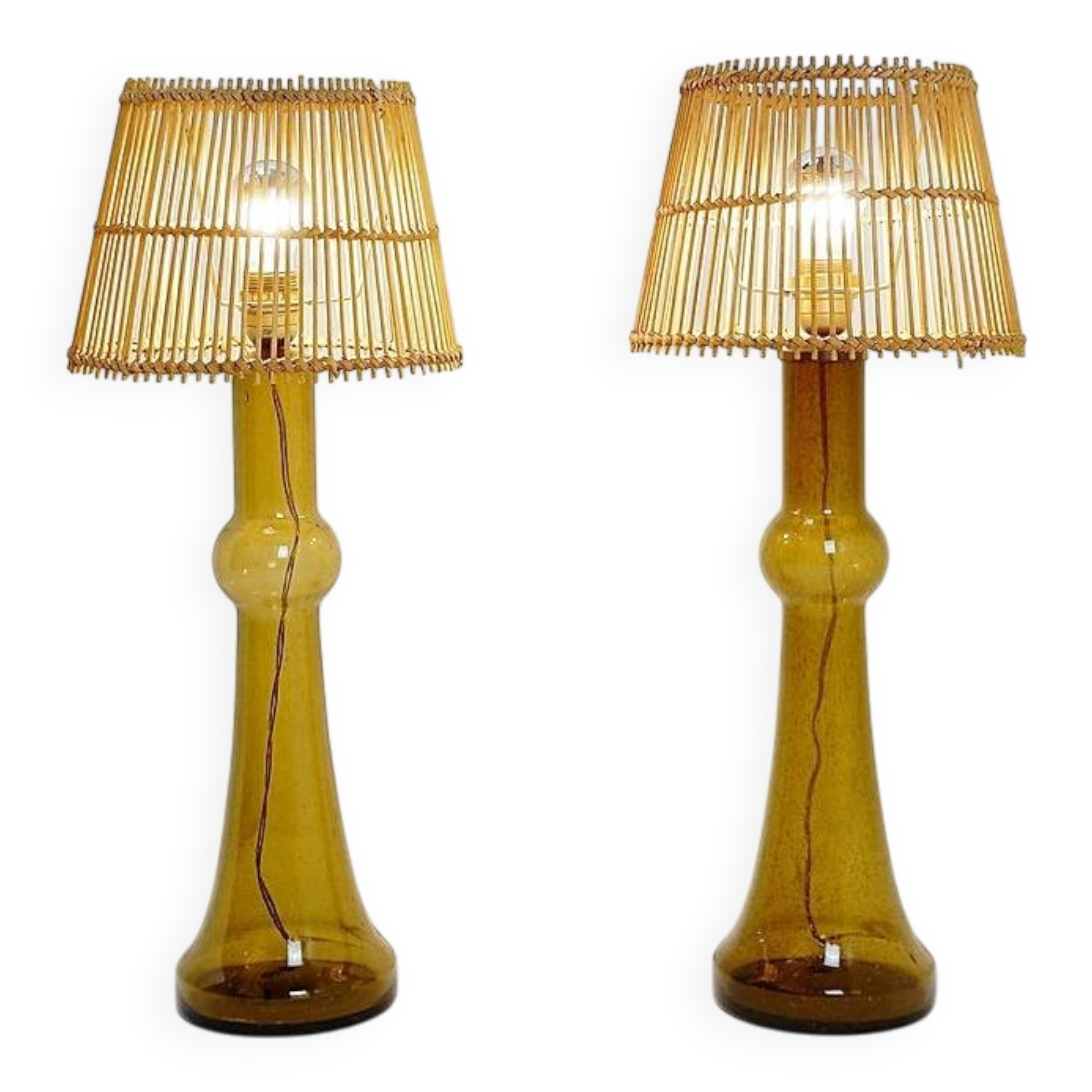 Pair of glass table lamps by Nanny Still for Raak, Netherlands, 1950s