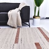 210x310 beige orange kilim rug, Beige terracota wool kilim carpet