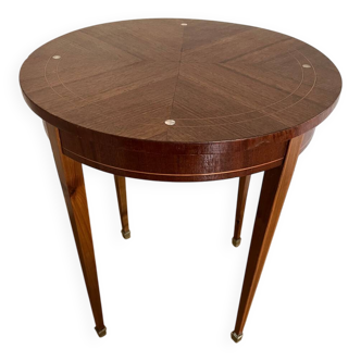 Wooden marquetry table with gilded legs