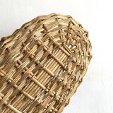 Flat bottom woven wicker basket