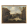 Old painting of a landscape with a river, oil on canvas, 19th century.