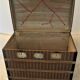 Curved trunk chest storage wood and canvas to scratches