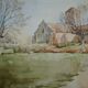 Eglise à la campagne - Aquarelle signée