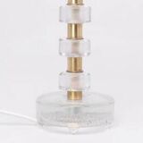 Orrefors crystal and brass table lamp for Vitrika