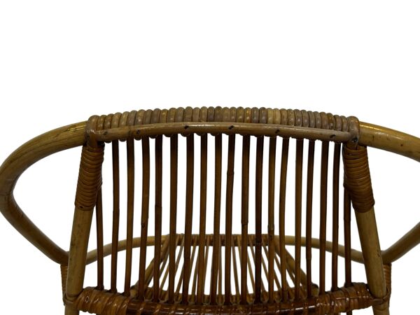 Ensemble vintage de 4 fauteuils club en rotin Rohe Noordwolde 1960
