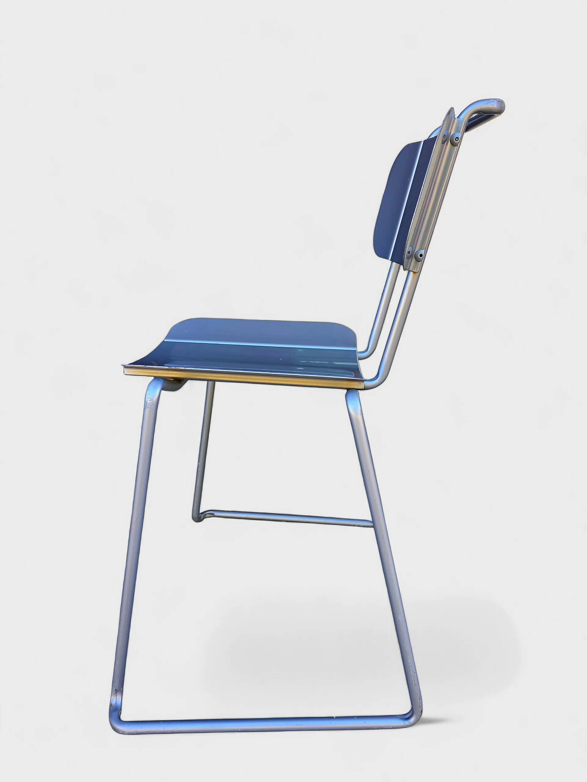Modern Italian aluminum chairs by Tanzi, 1980