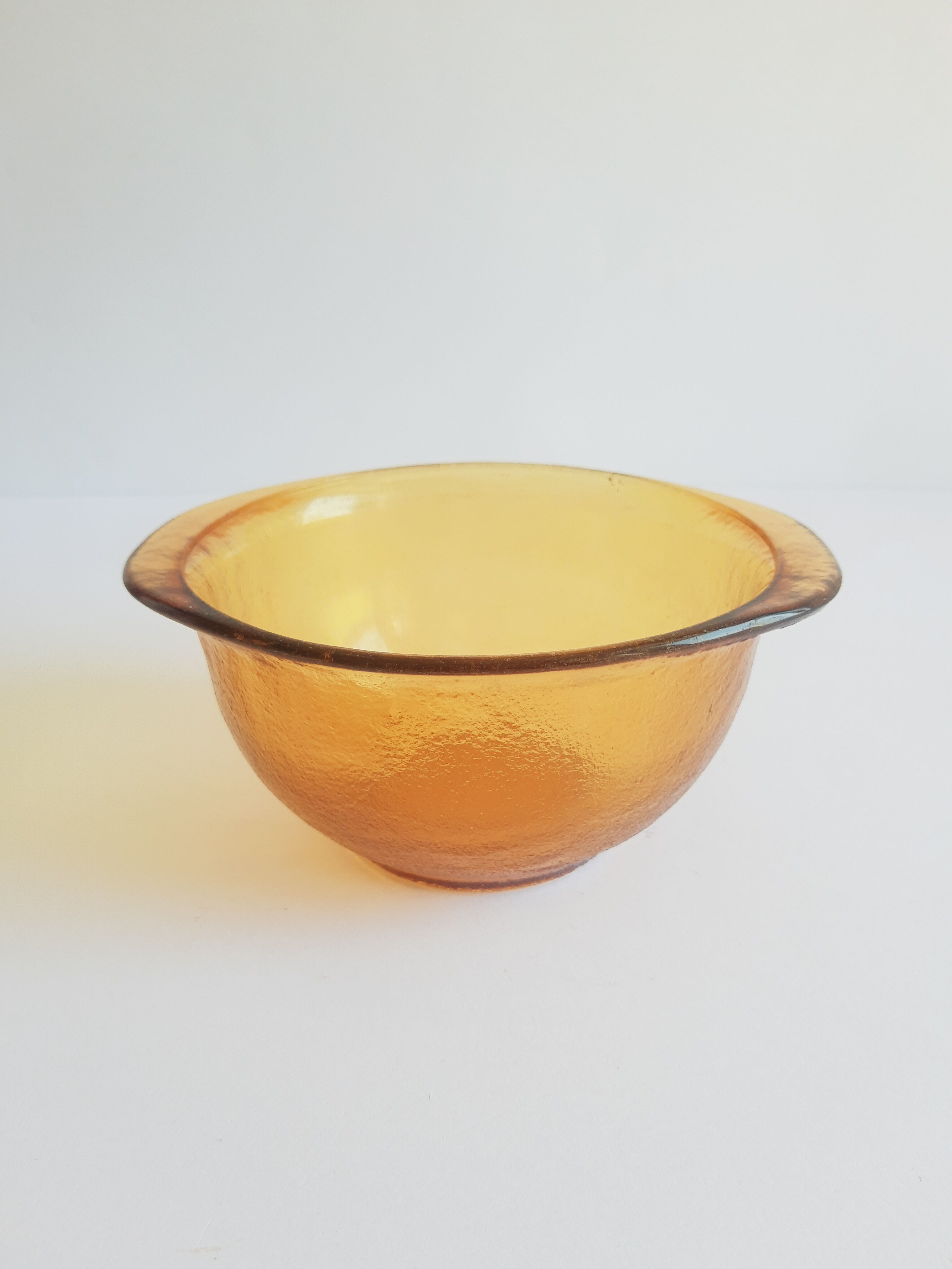 Amber eared bowl frosted old vintage lever