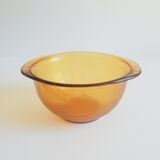 Amber eared bowl frosted old vintage lever