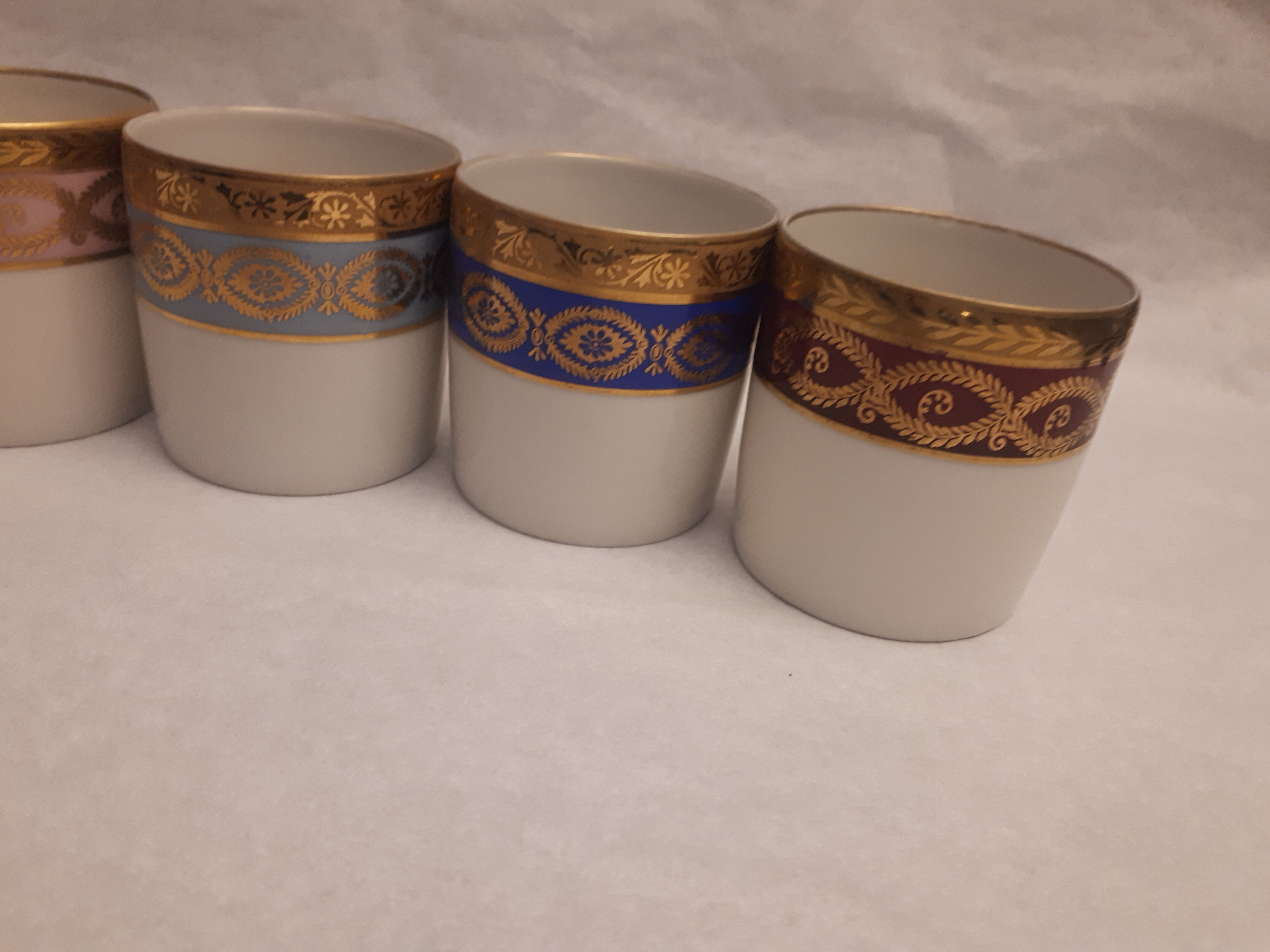 6 cups porcelain coffee limoges Empire style gold frieze