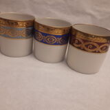 6 cups porcelain coffee limoges Empire style gold frieze