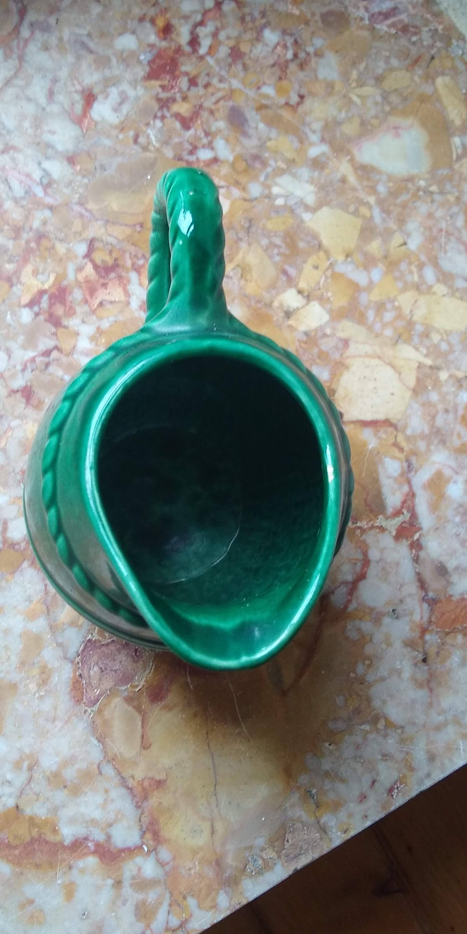 Green water pitcher by Poët Laval, Art Deco headband model