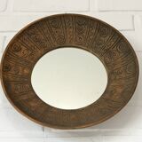 Miroir mural vintage unique, miroir décoratif en céramique fait main, Yougoslavie, années 70