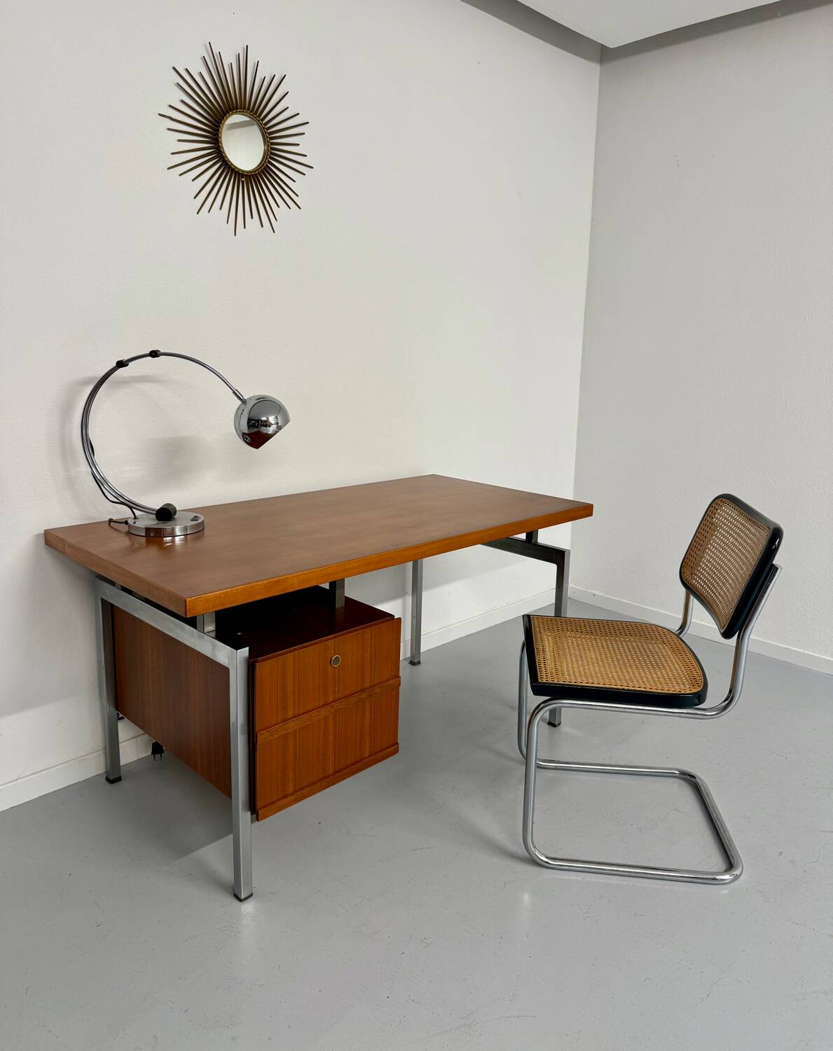 Teak and metal desk designed by George Frydman Efa 1960s vintage