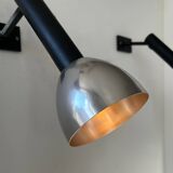 Pair of vintage wall lights, chrome and matte black metal, France 1960