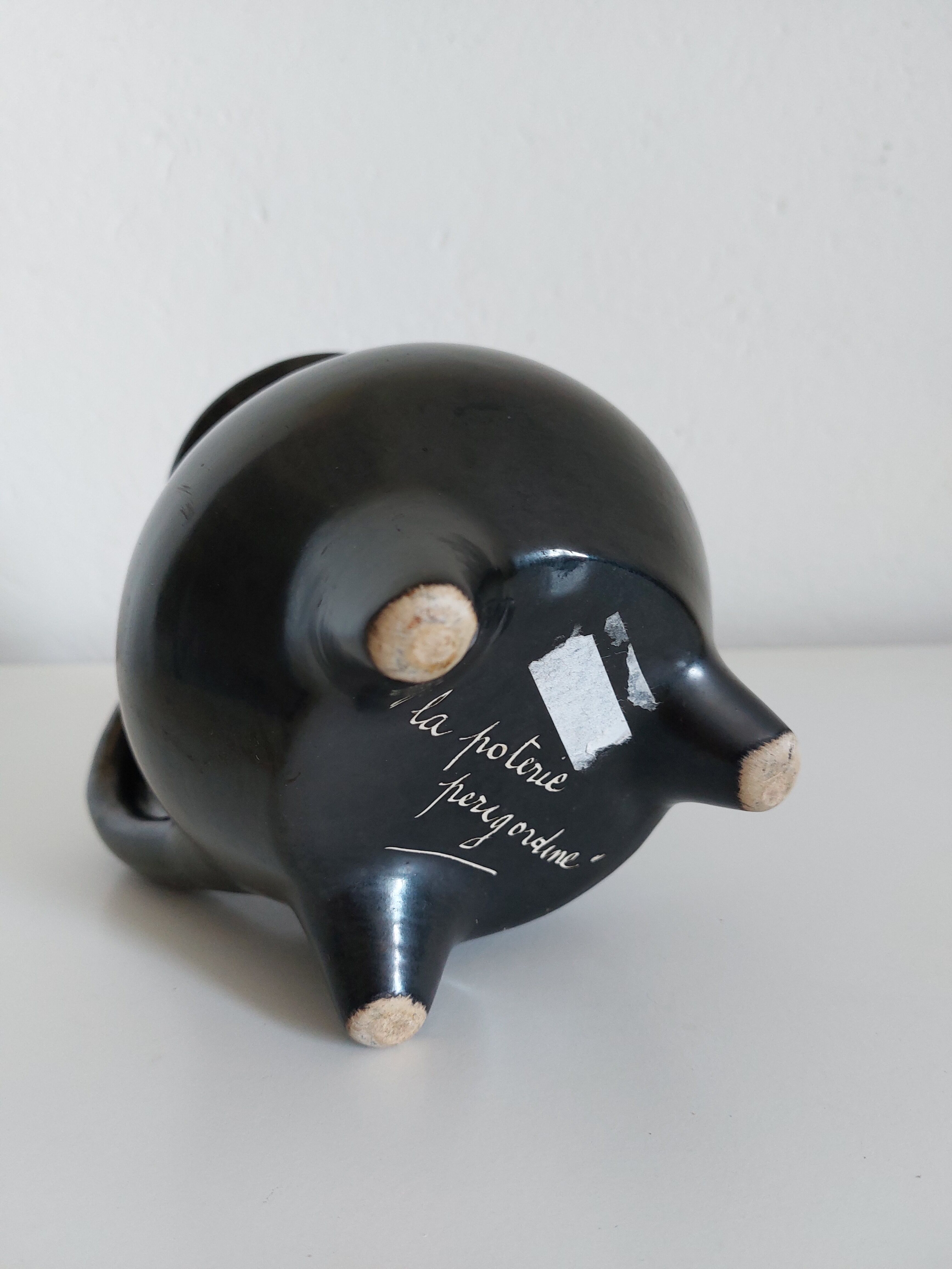 Vintage satin black tripod vase