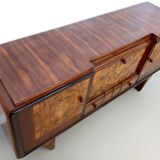 Art Deco Walnut, Briar Root and Ebonized Beech Sideboard, Italy