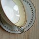 4 cups with 4 saucers Limoges, fine porcelain, coffee cups, white, light green, gold