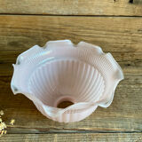 Suspension globe in pink opaline glass