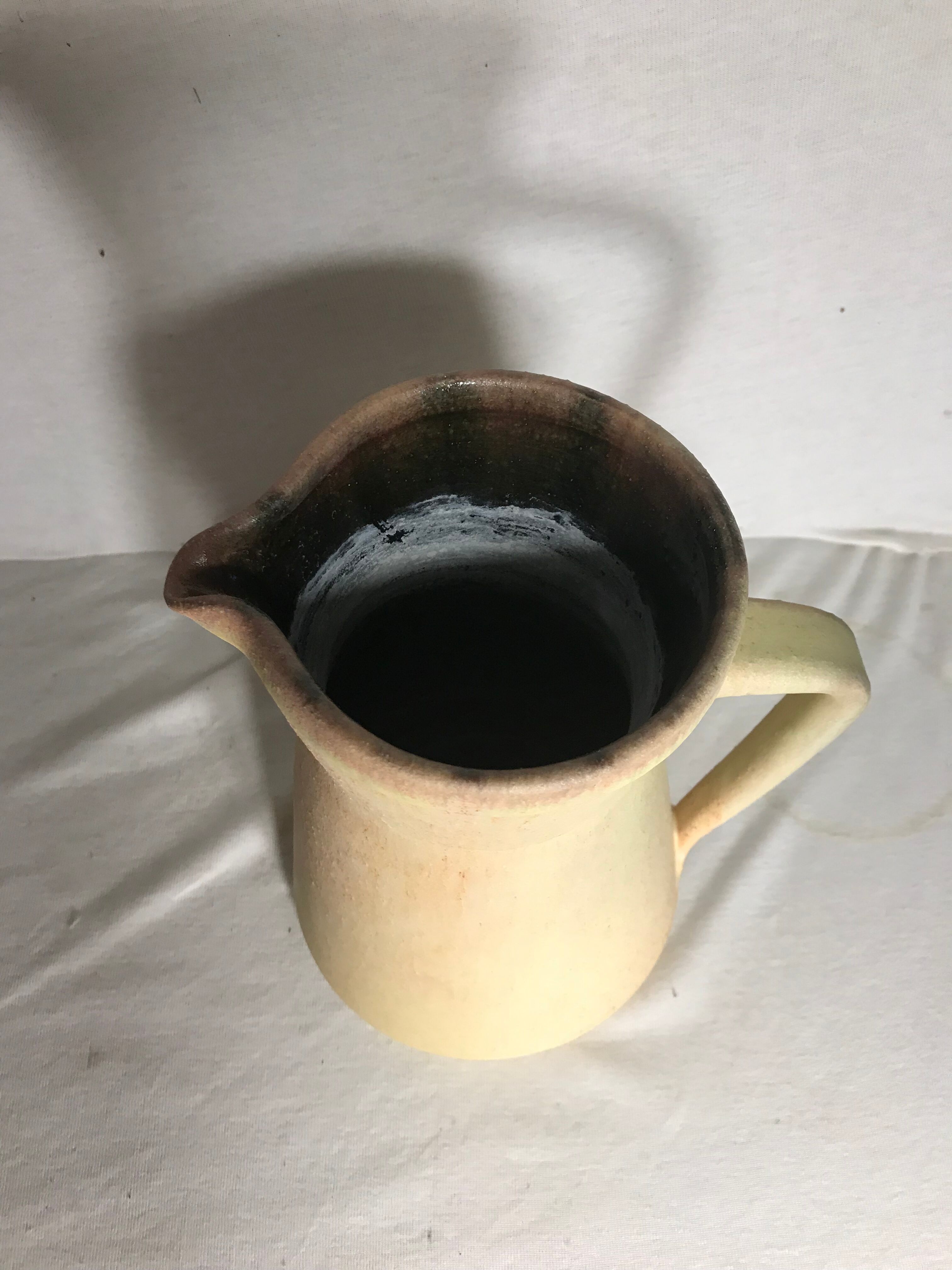 Old Accolay ceramic beige ceramic jug intage