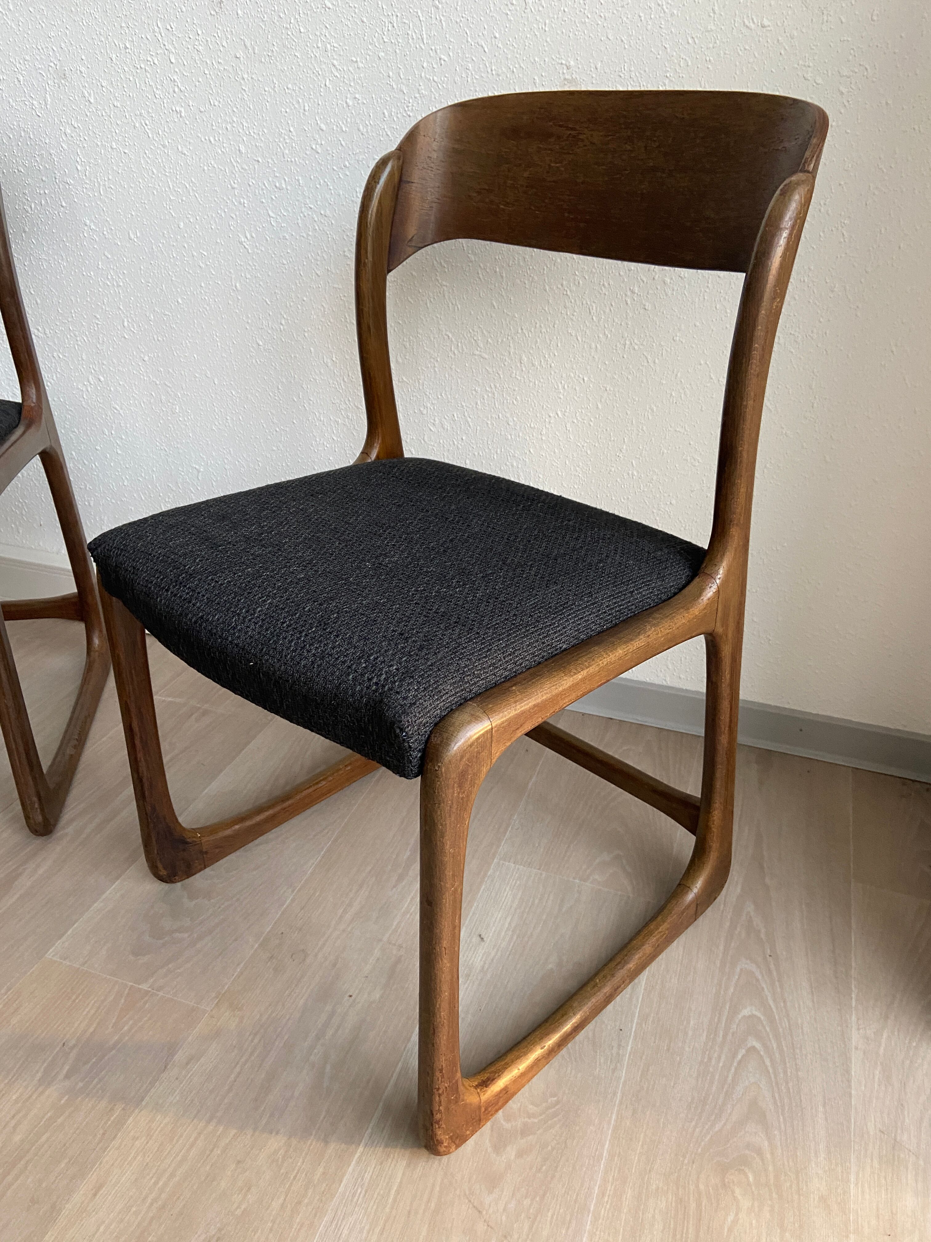 Set of 4 baumann chairs model sled 1960