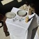 Set of 3 vintage stemmed glasses in clear glass H14 D10