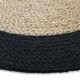 Tapis jute et coton rond noir beige 120 cm