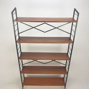 Italian free standing teak shelving unit, 1950