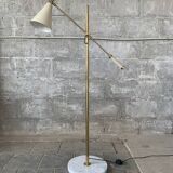 Midcentury brass and marble diablo floor lamp, Italy 1960s