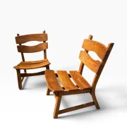 Set of 2 brutalist lounge chairs in oak by Dittmann & Co for Awa.