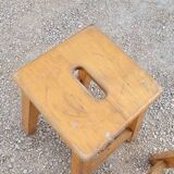 Pair of wooden stools from Gare 1950s