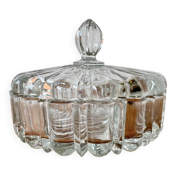 Bol à bibelots vintage en verre avec couvercle